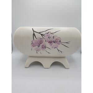 Vintage McCoy Ceramic Art Pottery Floral Cherry Blossom Decorated Planter Vase